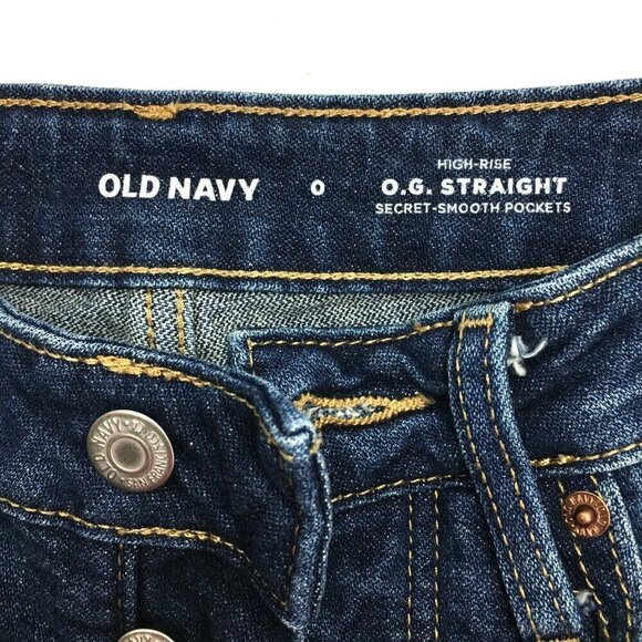 Old Navy Women's Jeans O.G. Straight Leg High Rise Button Fly Distressed size 0 - Picture 3 of 8